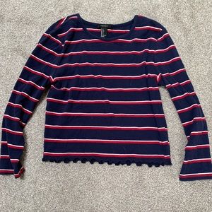 Forever 21 striped long sleeve with ruffle lining